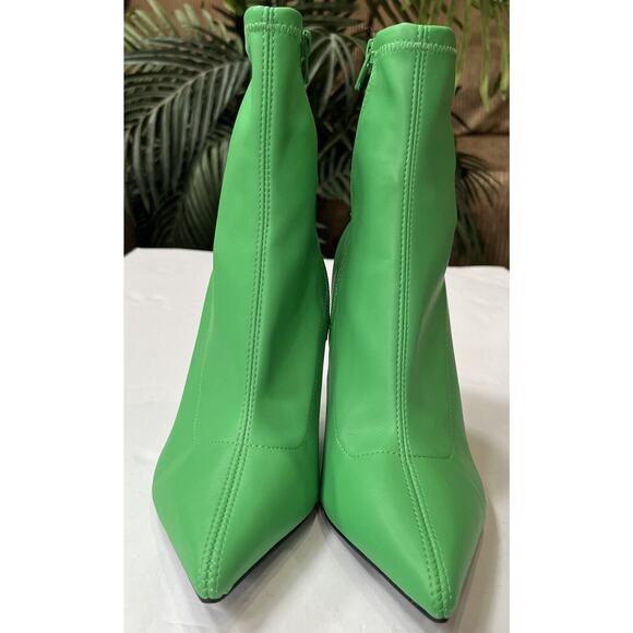 BAR III Womens Green Stretch Comfort Olevia Pointed Toe Flare Zip-Up Booties 8.5 - Picture 3 of 6